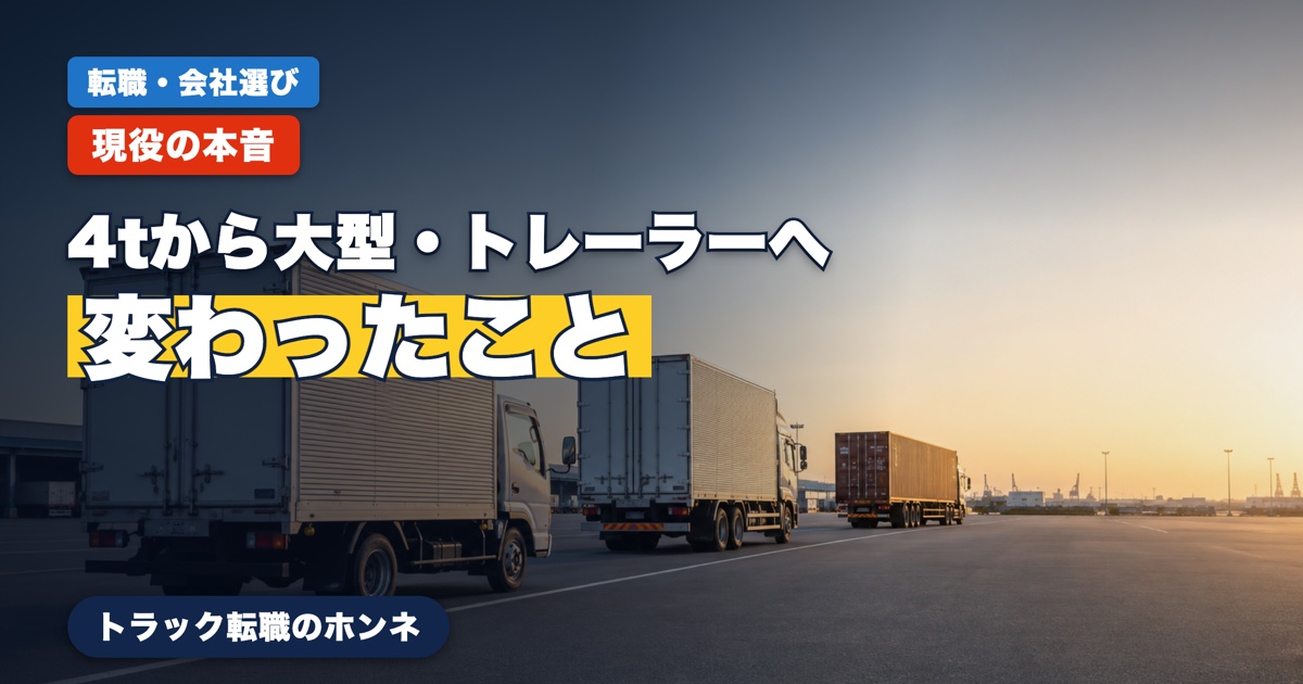 4トンから大型・トレーラーへステップアップして給料も働き方も変わったことを現役ドライバーが解説