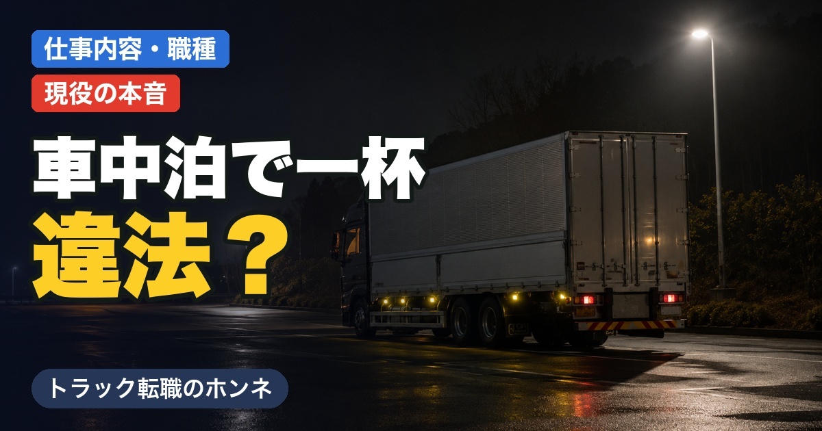 トラックの車中泊で飲酒は違法？出先点呼とアルコールチェックの本音を現役が解説